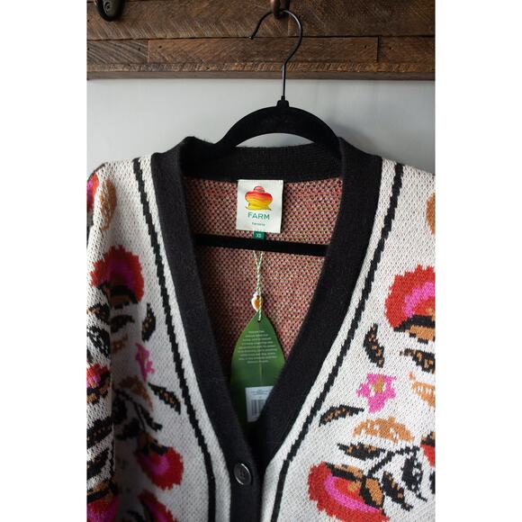 Anthropologie Farm Rio Palms Paradise Sand Knit Bomber Jacket XS NEW - Picture 4 of 4
